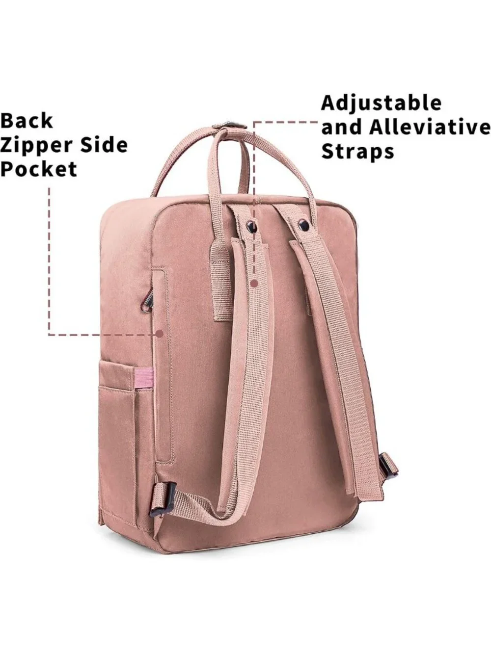 Stylish Pink Casual Laptop Backpack for Travel, College, Hiking & Gym - 15